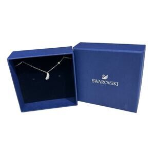 Swarovski Crystal Naughty Feather Mini Rhodium-Plated Necklace New